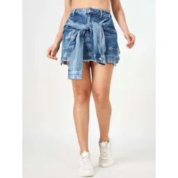 People by Pantaloons Blue Cotton Plain Skirt-picture-25