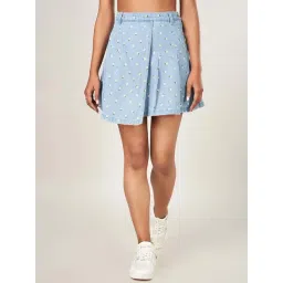 People by Pantaloons Blue Cotton Printed A Line Skirt-picture-27