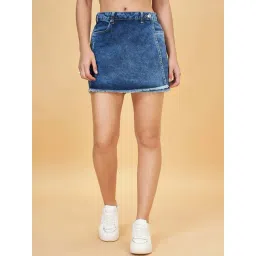 People by Pantaloons Blue Cotton Skorts-picture-37