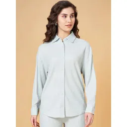 People by Pantaloons Blue Self Pattern Shirt-picture-45