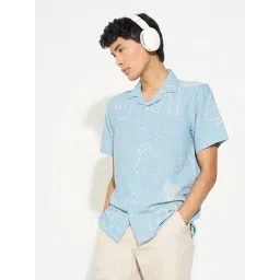 People By Pantaloons Blue Slim Fit Printed Shirt image 4