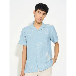 People By Pantaloons Blue Slim Fit Printed Shirt image 1