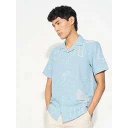 People By Pantaloons Blue Slim Fit Printed Shirt image 3