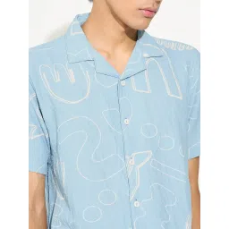 People By Pantaloons Blue Slim Fit Printed Shirt image 5