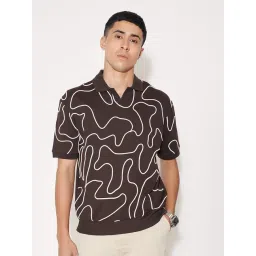 People By Pantaloons Brown Boxy Fit Embroidered Polo T-Shirt-picture-33