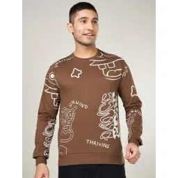 People By Pantaloons Brown Cotton Regular Fit Printed Sweatshirt-picture-22