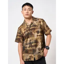 People By Pantaloons Brown Cotton Relaxed Fit Abstract Shirt-picture-27