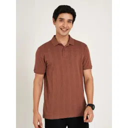 People By Pantaloons Brown Patina Cotton Regular Fit Striped Polo T-Shirt-picture-33