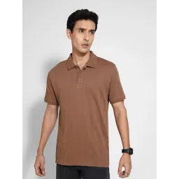 People By Pantaloons Brown Patina Cotton Slim Fit Striped Polo T-Shirt-picture-30