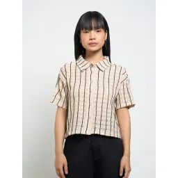 People by Pantaloons Cream Striped Casual Shirt-picture-46