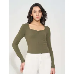 People By Pantaloons Deep Olive Slim Fit Top-picture-33