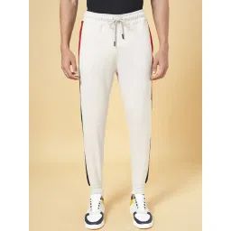 People by Pantaloons Ecru Melange Slim Fit Striped Joggers-picture-42