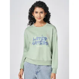 People By Pantaloons Green Cotton Boxy FitSweatshirts And Hoodies-picture-42