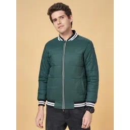 People by Pantaloons Green Cotton Regular Fit Quilted Bomber Jacket-picture-15
