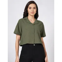 People By Pantaloons Green Polyester Boxy Fit Casual Shirts-picture-39