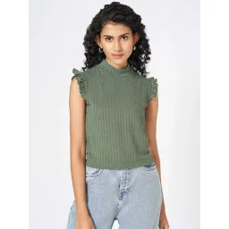 People by Pantaloons Green Self Pattern Top-picture-37
