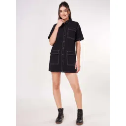 People By Pantaloons Jet Black Cotton Relaxed Fit Dress-picture-28