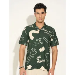 People By Pantaloons Jungle Green Relaxed Fit Printed Shirt-picture-32