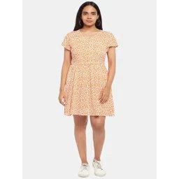 People by Pantaloons Off-White & Orange Floral Print A-Line Dress-picture-23
