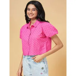 People by Pantaloons Pink Cotton Self Pattern Shirt-picture-21