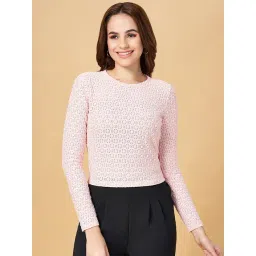 People by Pantaloons Pink Self Pattern Top-picture-13