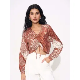 People By Pantaloons Rustic Brown Relaxed Fit Printed Top-picture-23