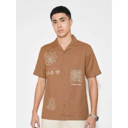 People By Pantaloons Tan Relaxed Fit Embroidered Shirt-picture-40