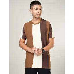 People by Pantaloons Tawny Brown Slim Fit Stripes T-Shirt-picture-27