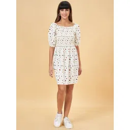 People by Pantaloons Whisper White Printed A-Line Dress-picture-43