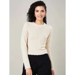 People by Pantaloons Whisper White Self Pattern Top-picture-20