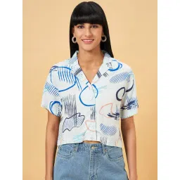 People by Pantaloons White & Blue Printed Shirt-picture-45