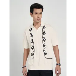 People By Pantaloons White Cotton Boxy Fit Embroidered Polo T-Shirt-picture-29