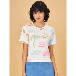 People by Pantaloons White Cotton Printed T-Shirt-picture-24