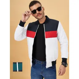 People by Pantaloons White Regular Fit Colour Block Reversible Jacket-picture-20