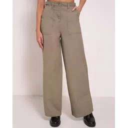 people by pantaloons Women Relaxed Fit Flat-Front Pants -picture-12