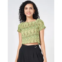 people by pantaloons Women's Abstract Print Slim Fit Top image 3