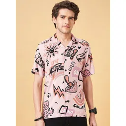 People Conversational Printed Slim Fit Cuban Collar Casual Shirt-picture-33