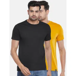 People Men Black & Mustard Yellow 2 Slim Fit T-shirt-picture-29