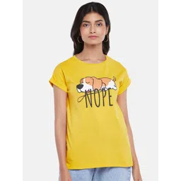 People Mustard Yellow Print Top-picture-17