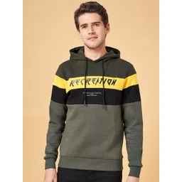 People Olive Green Typography Printed Hooded Pullover Sweatshirt-picture-24
