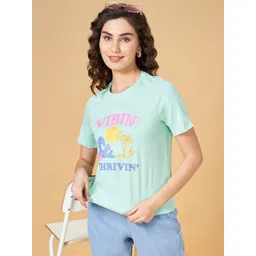 People Round Neck Short Sleeves Typography Printed Cotton Relaxed Fit T-shirt-picture-10