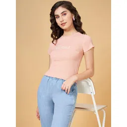 People Round Neck Short Sleeves Typography Printed Slim Fit T-shirt-picture-34