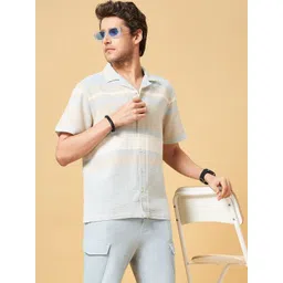 People Slim Fit Horizontal Striped Casual Shirt-picture-12