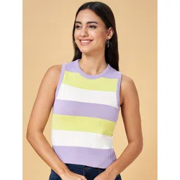People Striped Sleeveless Pure Cotton Top-picture-38
