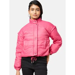 People Women Pink Crop Padded Jacket-picture-37