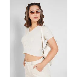 People Women Ribbed Cotton Fitted Crop Top-image-22