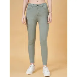 People Women Skinny Fit Light Fade Cotton Jeans-image-45