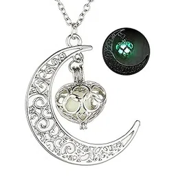 Glow in Dark Moon Love Heart Fluorescent Necklace Pendant with Chain for Women Girls|Rakhi Rakshabandhan Gift for Sister Bhabhi, Gifts for Women|Mothers Day Gifts for Mom-image-23
