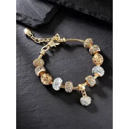 Peora 18K Gold-Plated Cubic Zirconia Heart Charm Bracelet-picture-40