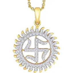 peora 925 Sterling Silver Gold Plated Rhodium Plated Shubh Swastik Diamond Cut CZ Pendant-picture-40